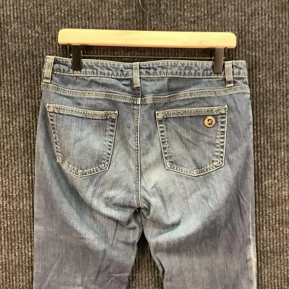 Michael Kors Jeans Womens 8 Short Blue Bootcut Stretch Denim Zip Fly Pockets